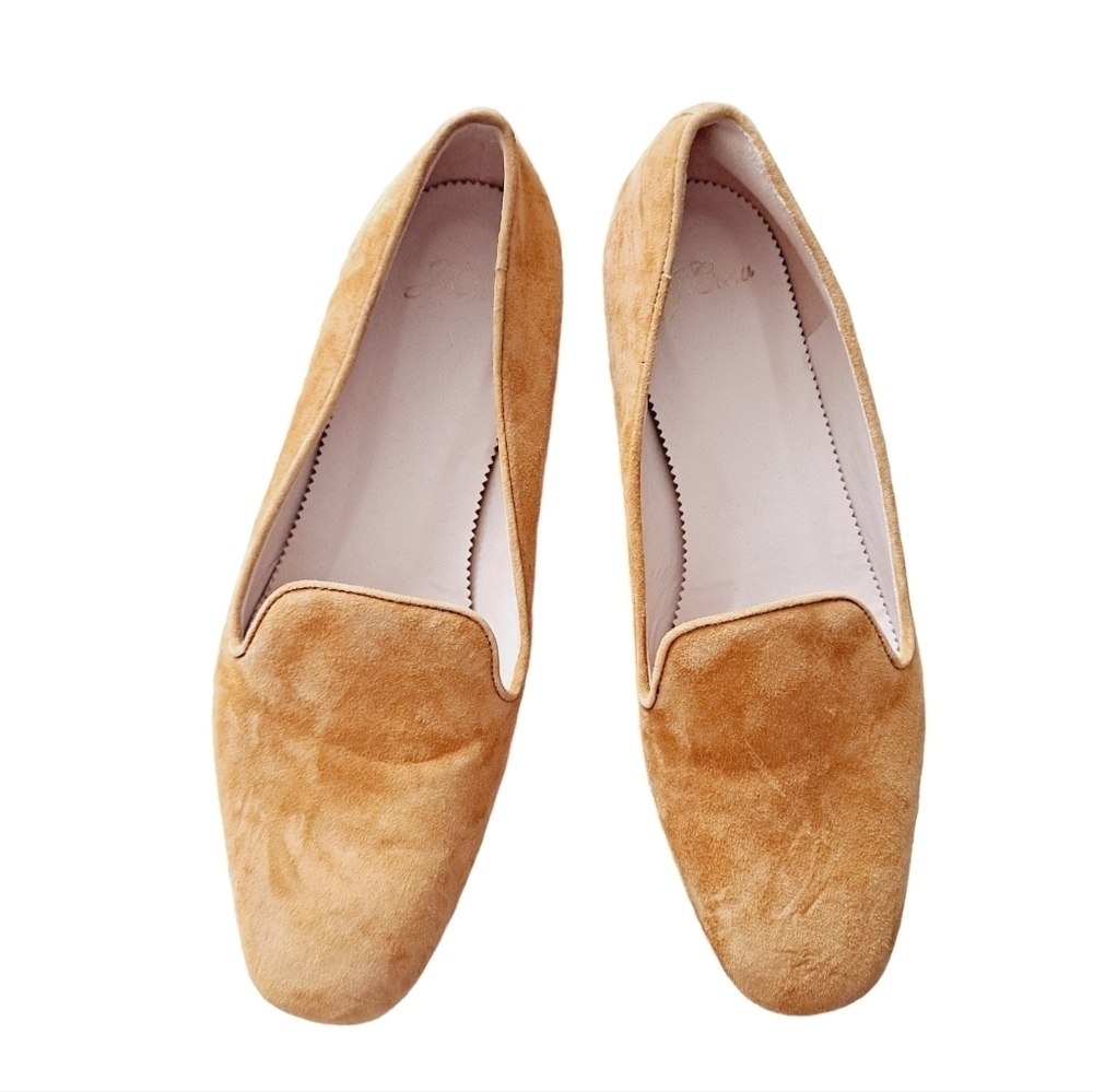 SOLD J. Crew women's Suede Smoking slip on camel tan loafer shoes size 8 - Picture 14 of 15